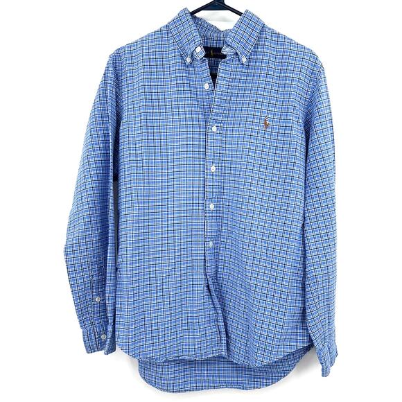 Ralph Lauren Size Medium Shirt Blue‎ Plaid Formal Button Up Workwear Business - Picture 1 of 5